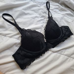 Aerie Black Brooke Plunge Convertible Strap Push up Bra